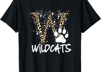 Wildcats Spirit Bold Letter W and Paw Print T-Shirt