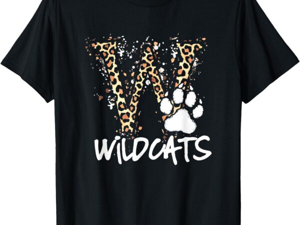 Wildcats spirit bold letter w and paw print t-shirt