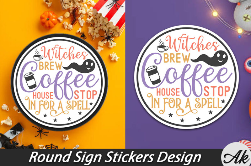 Halloween Round Sign Stickers Bundle