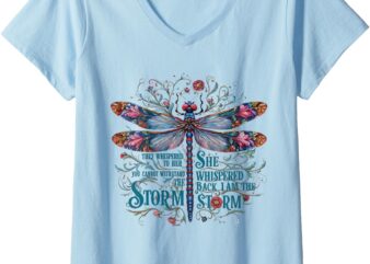 Womens Boho Dragonfly V-Neck T-Shirt