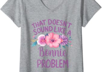 Womens Bonnie Personalized Cute Flower Girls Bonnie Name V-Neck T-Shirt