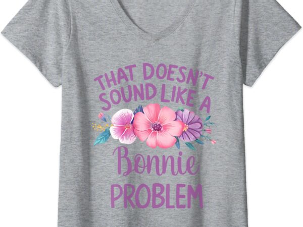 Womens bonnie personalized cute flower girls bonnie name v-neck t-shirt