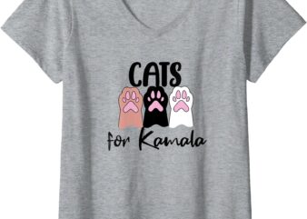 Womens Cats For Kamala Funny Political Shirts for Girls V-Neck T-Shirt