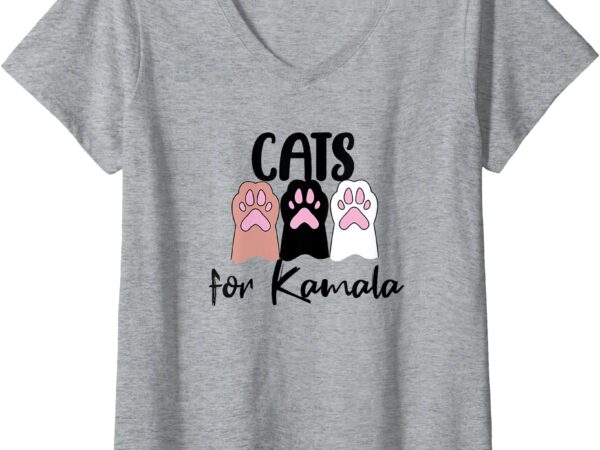 Womens cats for kamala funny political shirts for girls v-neck t-shirt