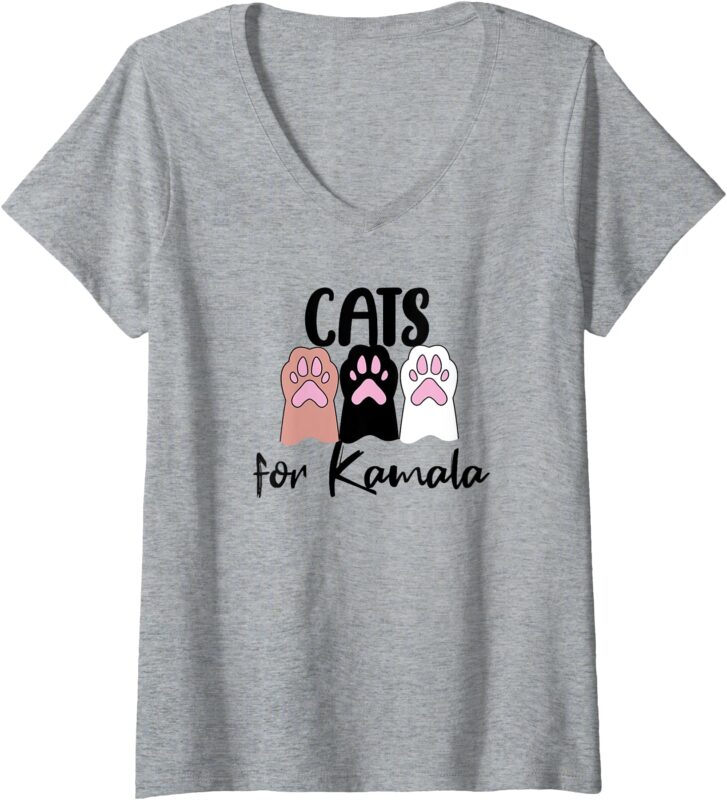 Womens Cats For Kamala Funny Political Shirts for Girls V-Neck T-Shirt