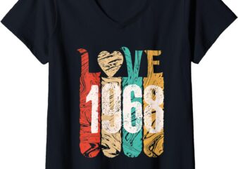 Womens Classic Love 1968 Best Year Cool Perfect Gift Special Legend V-Neck T-Shirt