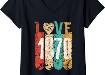 Womens Classic Love 1970 Best Year Cool Perfect Gift Special Legend V-Neck T-Shirt