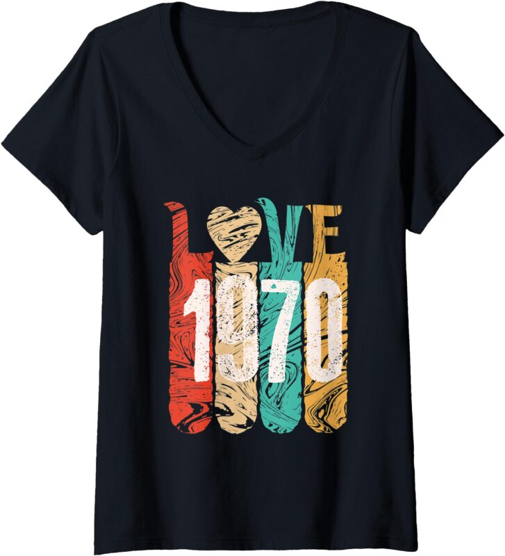 Womens Classic Love 1970 Best Year Cool Perfect Gift Special Legend V-Neck T-Shirt