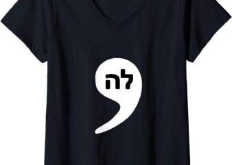 Womens Comma La, Kamala Hebrew alphabet Cute V-Neck T-Shirt