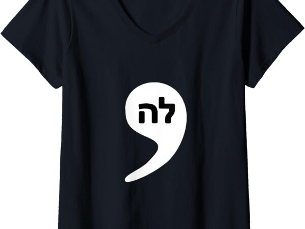 Womens comma la, kamala hebrew alphabet cute v-neck t-shirt