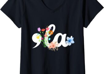 Womens Comma la Floral Kamala Harris President 2024 Coma La Flowers V-Neck T-Shirt