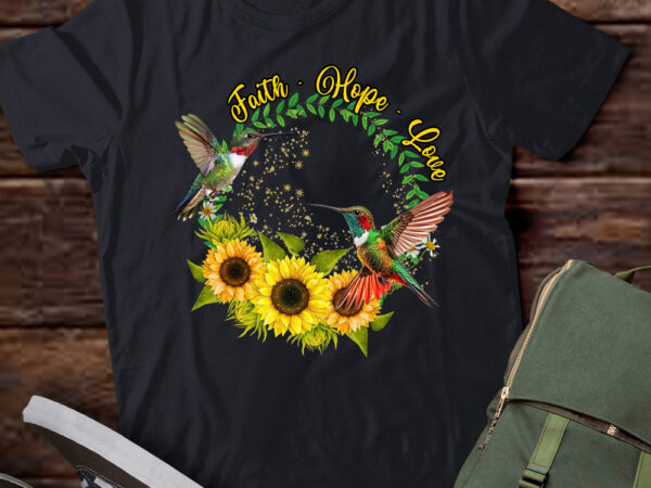 Womens faith hope love sunflower hummingbird religious christian v-neck t-shirt ltsp