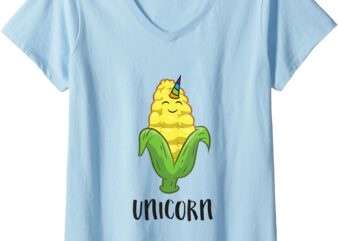 Womens Funny Uni Corn Unicorn Corn Lovers Corn Farmer V-Neck T-Shirt