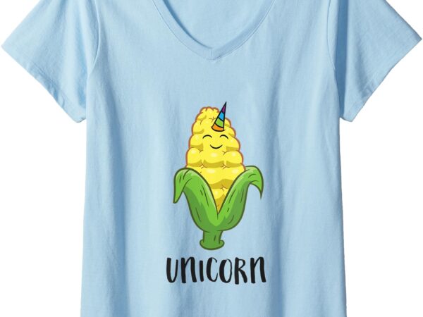 Womens funny uni corn unicorn corn lovers corn farmer v-neck t-shirt