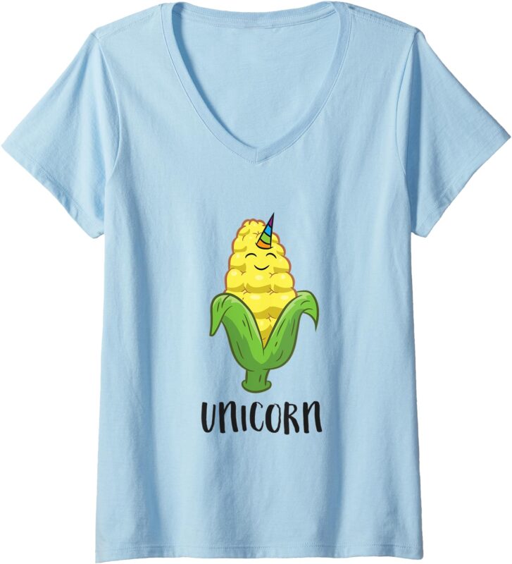 Womens Funny Uni Corn Unicorn Corn Lovers Corn Farmer V-Neck T-Shirt