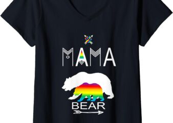 Womens Gay Pride Mama Bear For Moms Of A Gay Child Cool Gift V-Neck T-Shirt