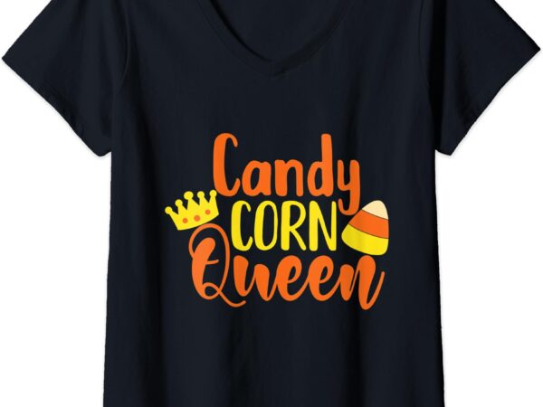 Womens halloween candy corn queen family gift v-neck t-shirt