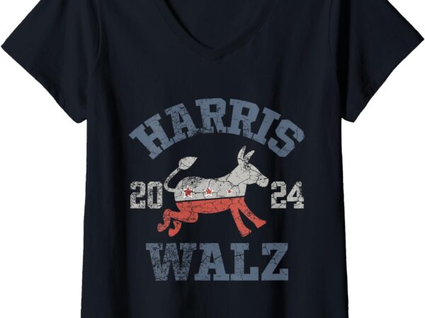 Womens harris waltz 2024 election kamala harris tim waltz 2024 v-neck t-shirt