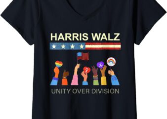 Womens Harris Waltz 2024 Unity Over Division V-Neck T-Shirt