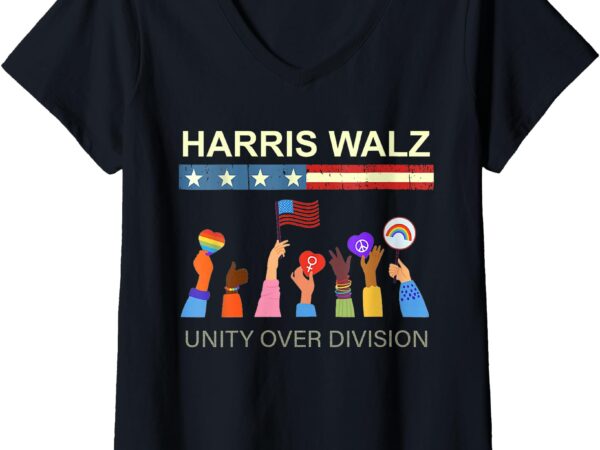 Womens harris waltz 2024 unity over division v-neck t-shirt