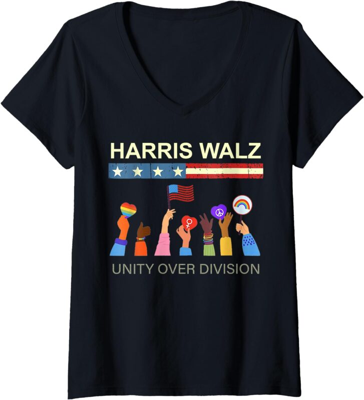 Womens Harris Waltz 2024 Unity Over Division V-Neck T-Shirt