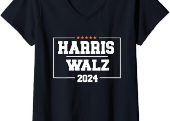 Womens Harris Walz 2024 Campaign for President Harris Waltz ’24 V-Neck T-Shirt