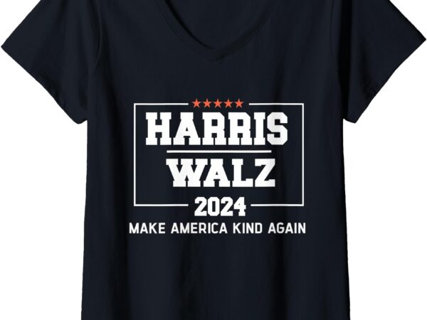 Womens harris walz 2024 make america kind again harris waltz quote v-neck t-shirt