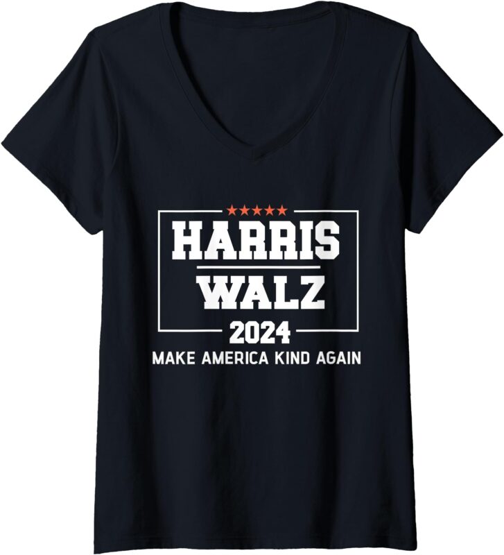 Womens Harris Walz 2024 Make America Kind Again Harris Waltz Quote V-Neck T-Shirt