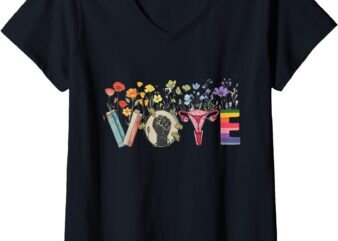 Womens Heart Vote Like Ruth Sent You Flowers Feminist LGBT Pride V-Neck T-Shirt