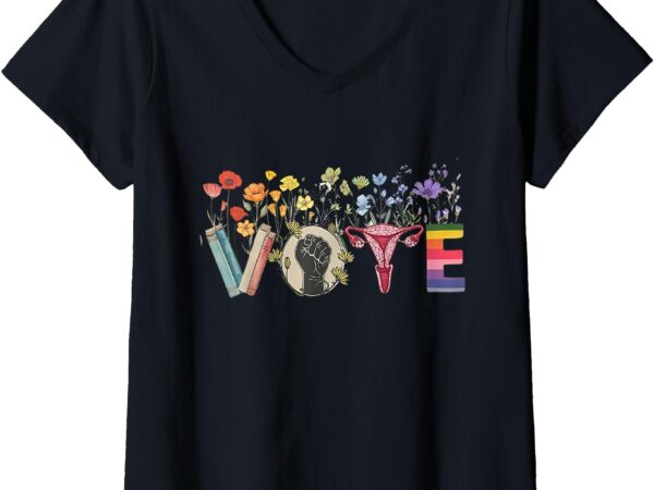 Womens heart vote like ruth sent you flowers feminist lgbt pride v-neck t-shirt