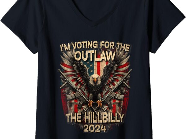 Womens i’m voting for the outlaw and the hillbilly 2024 usa flag v-neck t-shirt