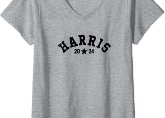 Womens Kamala 2024 Vintage Curved Baseball Font Kamala Harris 2024 V-Neck T-Shirt