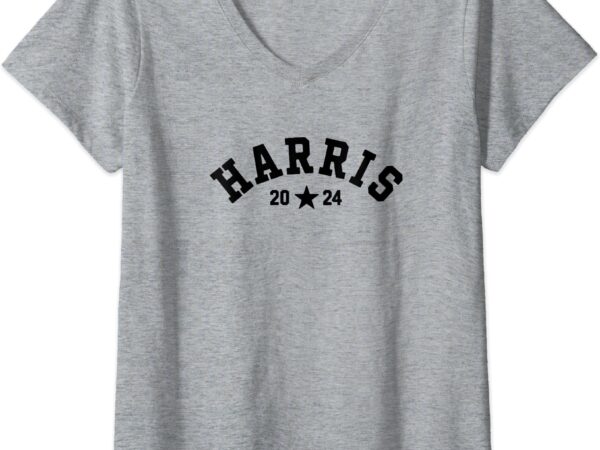 Womens kamala 2024 vintage curved baseball font kamala harris 2024 v-neck t-shirt