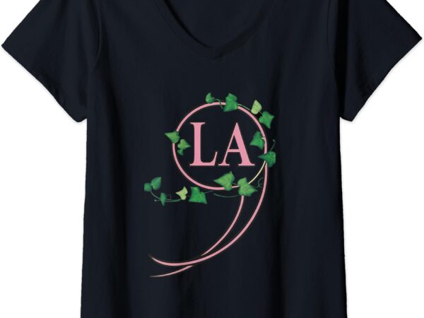 Womens kamala harris 2024 president comma la ivy pink and green v-neck t-shirt