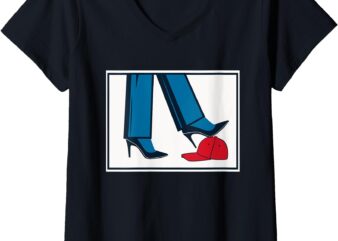 Womens Kamala Harris Heels Stepping On Maga Hat V-Neck T-Shirt