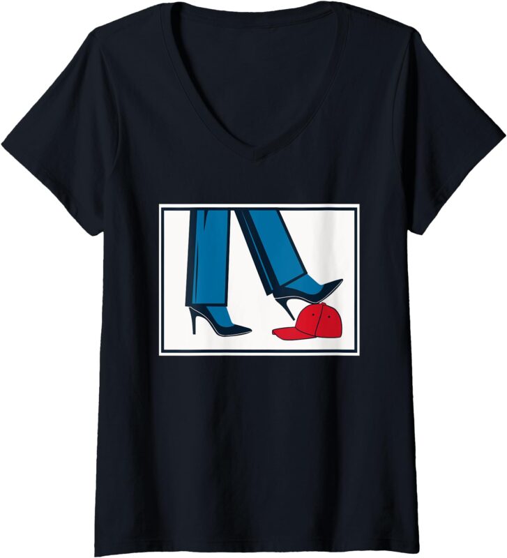 Womens Kamala Harris Heels Stepping On Maga Hat V-Neck T-Shirt