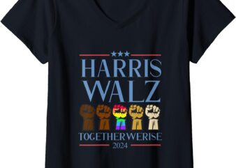 Womens Kamala Harris Tim Walz 2024 Election 2024 Harris Waltz V-Neck T-Shirt