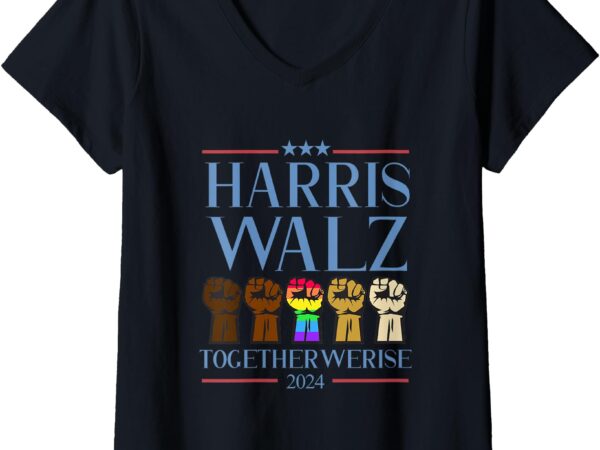 Womens kamala harris tim walz 2024 election 2024 harris waltz v-neck t-shirt