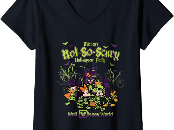 Womens not so scary, mouse and frends to halloween party, halloween v-neck t-shirt