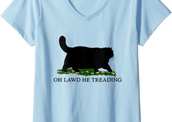 Womens Oh Lawd He Treading V-Neck T-Shirt