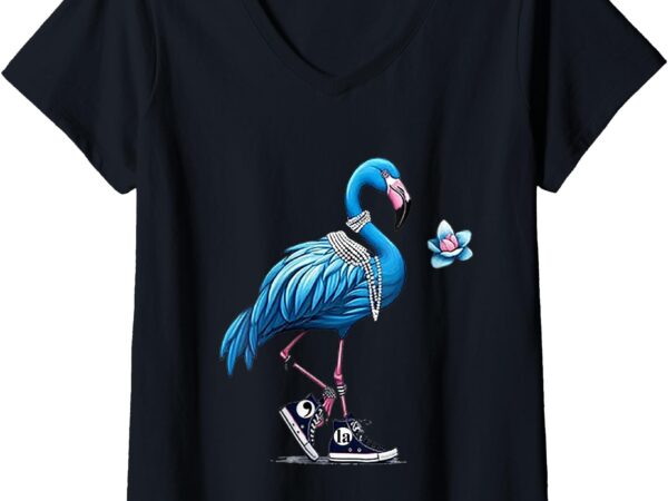 Womens retro flamingo chucks and pearls comma la kamala harris 2024 v-neck t-shirt