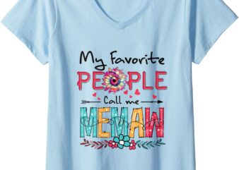 Womens Sunflower Tie Dye My Favorite People Call Me Memaw V-Neck T-Shirt