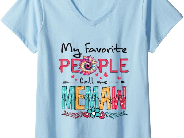 Womens sunflower tie dye my favorite people call me memaw v-neck t-shirt