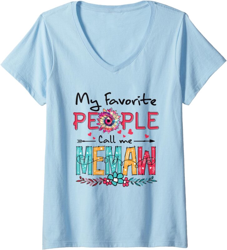 Womens Sunflower Tie Dye My Favorite People Call Me Memaw V-Neck T-Shirt