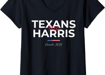 Womens Texans For Kamala Harris 2024 Texans For Harris Kamala 2024 V-Neck T-Shirt