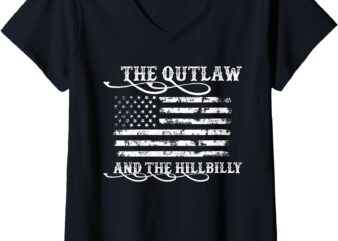 Womens The Outlaw And The Hillbilly, Trump 2024 V-Neck T-Shirt