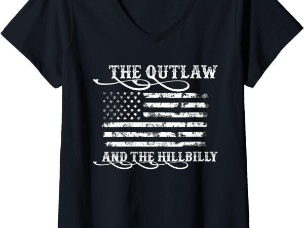 Womens the outlaw and the hillbilly, trump 2024 v-neck t-shirt