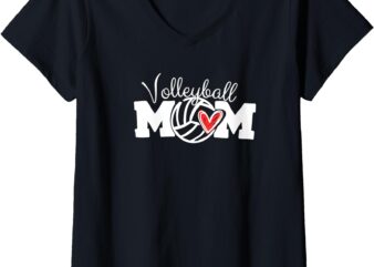 Womens Volleyball Mom Heartbeat V-Neck T-Shirt