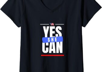 Womens We as a people. Yes she can. V-Neck T-Shirt