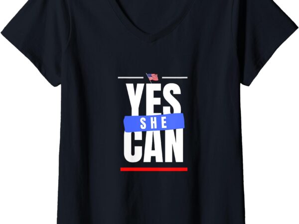 Womens we as a people. yes she can. v-neck t-shirt